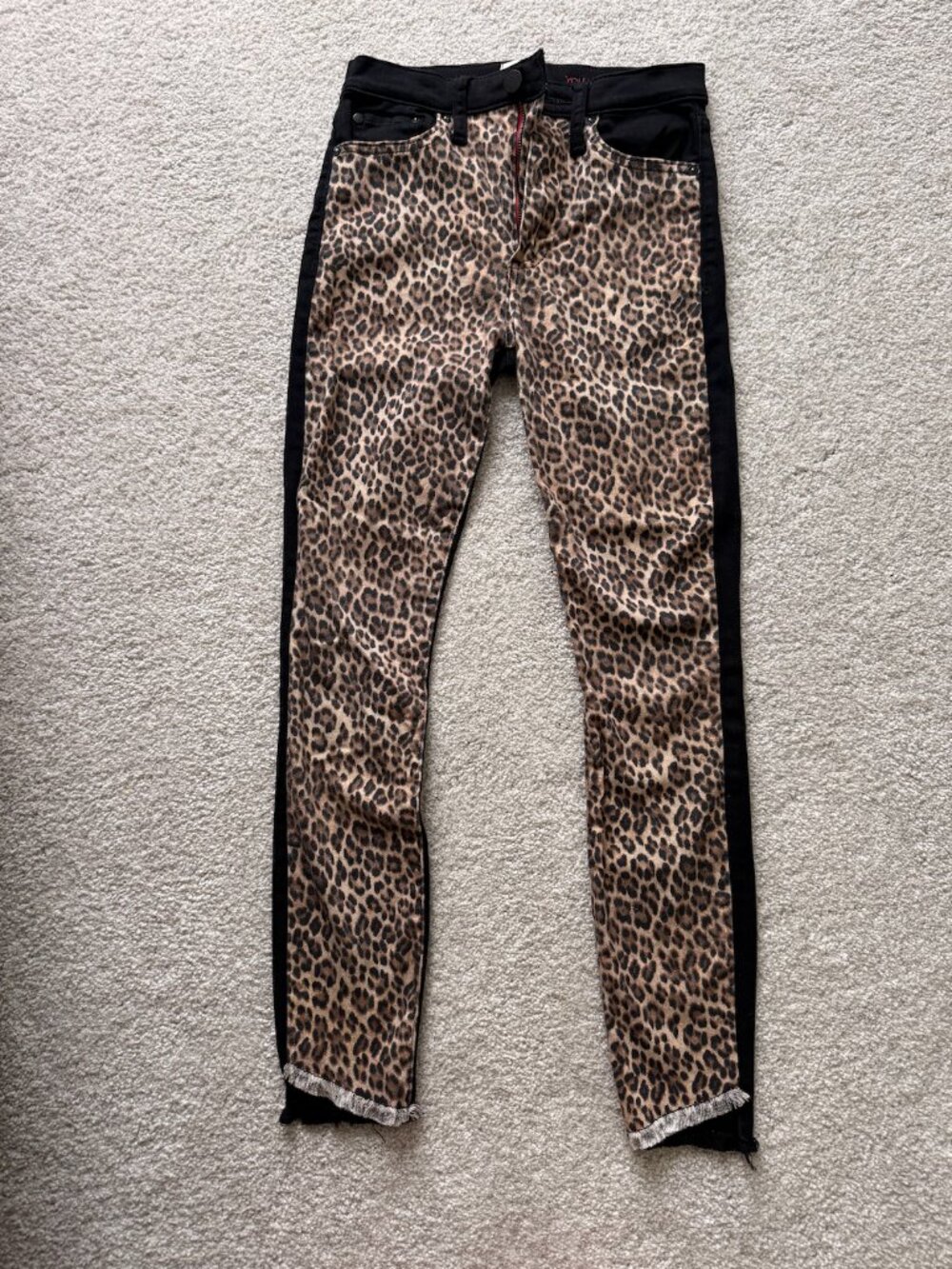 Alice and Olivia Leopard Print Front Black Back Skinny Jeans